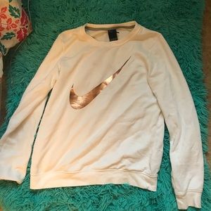 White Nike Crewneck Sweatshirt w Gold Swoosh